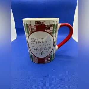 Royal Norfolk Home for the Holidays Plaid Christmas Coffee Mug Red Handle
